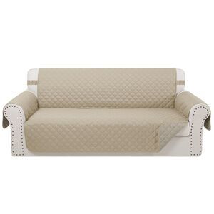 Reversible Quilted Sofa Cover XL Water Resistant Couch Protector Beige